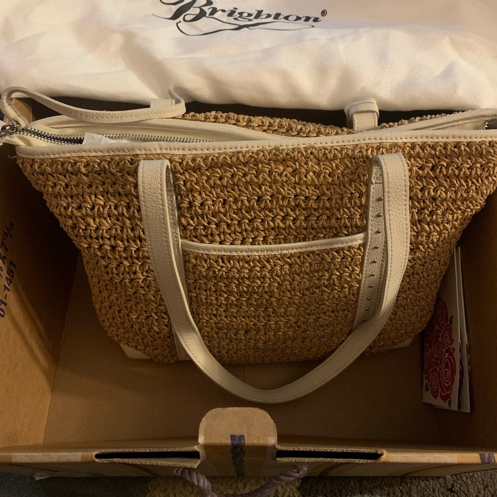 Brighton Tan Woven Tote Bag